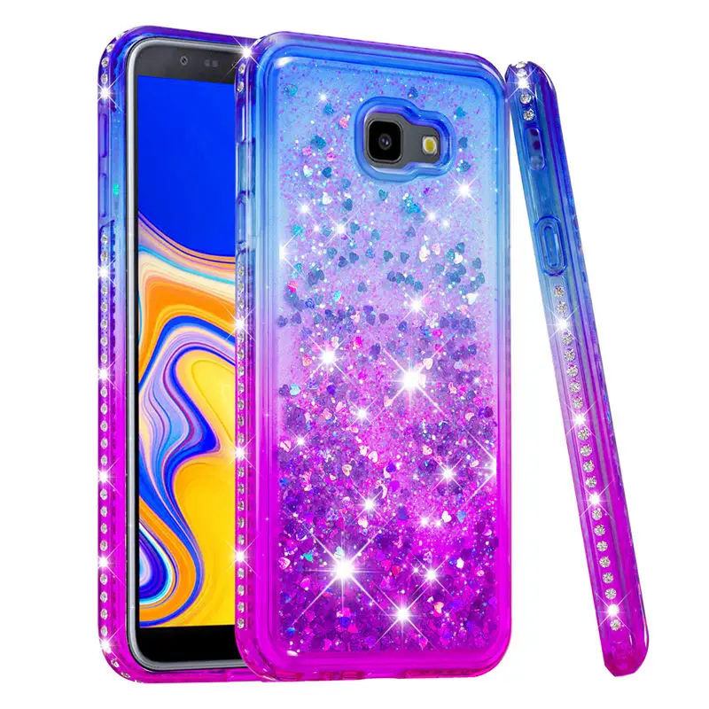 Блестящий блестящий чехол с бриллиантами для Samsung Galaxy J4 Plus 2018 плавучий жидким