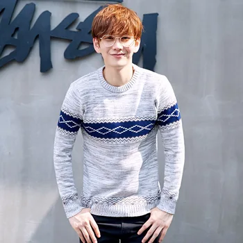 

Knitted pullovers Man Autumn Winter New Fashion O neck Jacquard Knitwear Knitted Sweater Slim Jumper Teenager