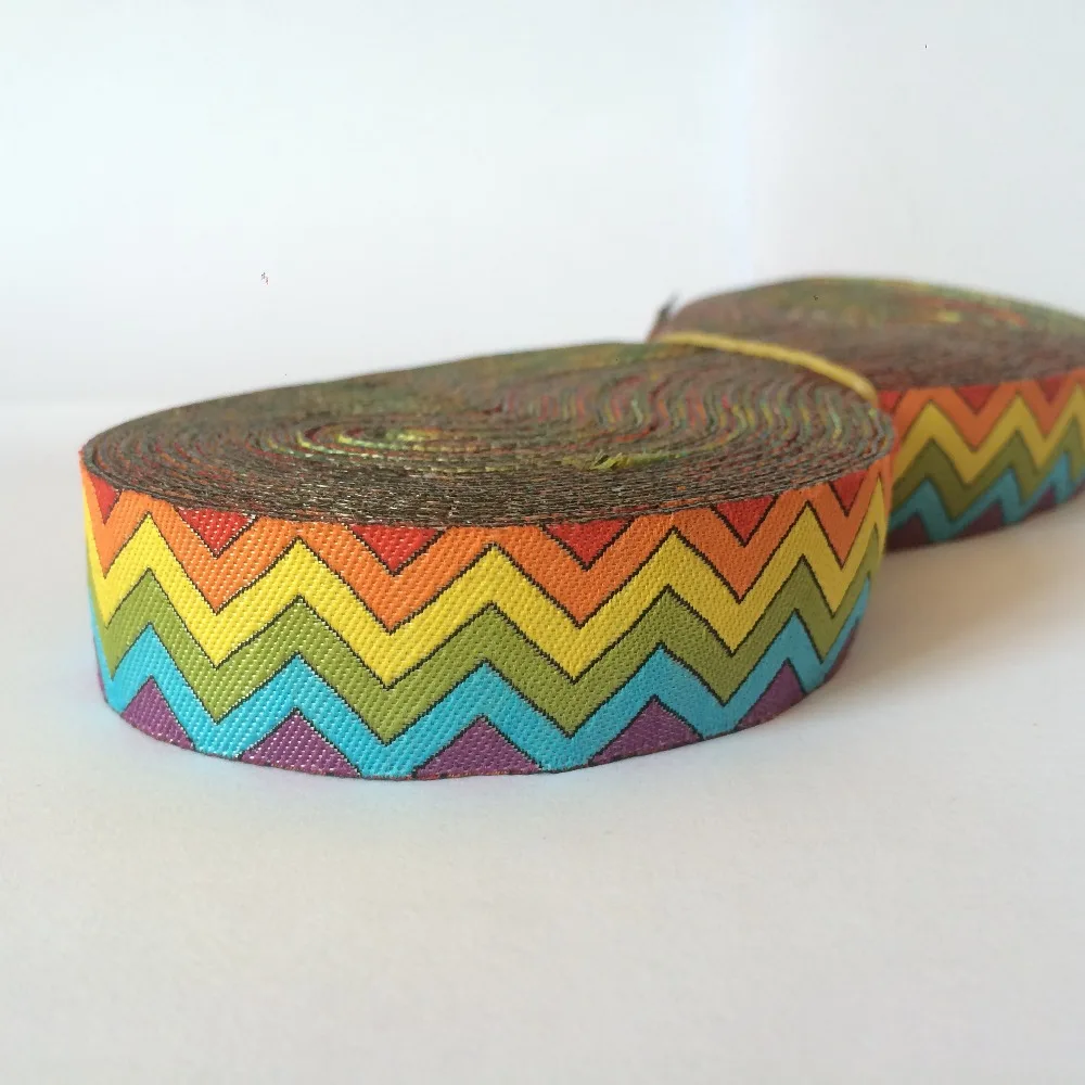 

NEW Wholesale 5/8" 16mm 10 yards Polyester Woven Jacquard Ribbon Colorful Geometric Wave Lace/Wave Ribbon