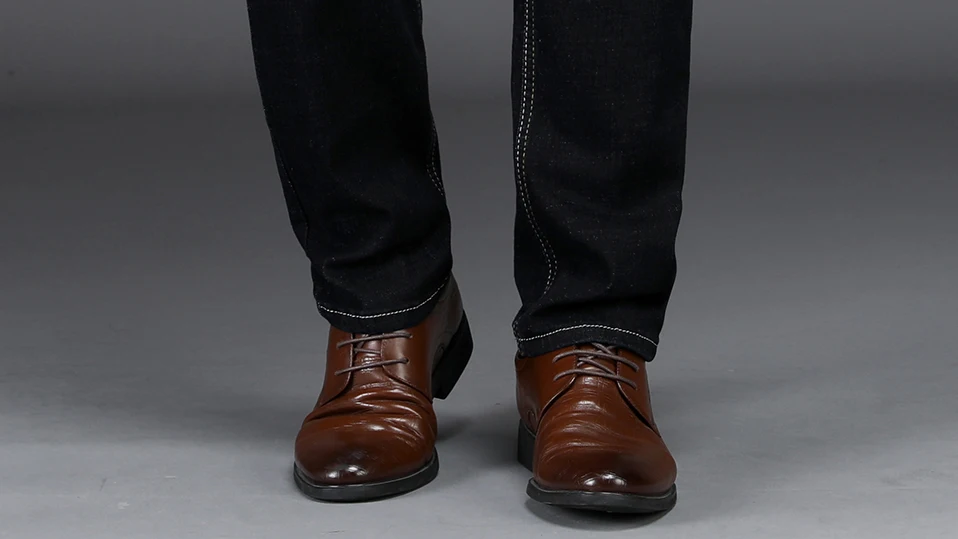 NIGRITY 2019 Новые мужские джинсы регулярные прямые ноги джинсы свободная талия бизнес джентльмен Длинные повседневные брюки большого размера