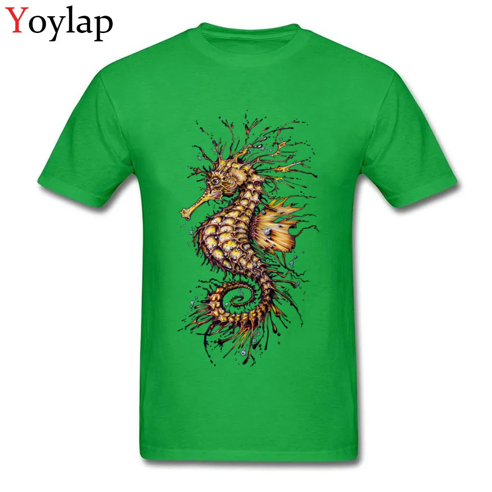 100% Cotton Tops Tees SEAHORSE for Boys Printed T Shirt Summer 2017 Fashion Round Neck Short Sleeve Tee-Shirt Top Quality green