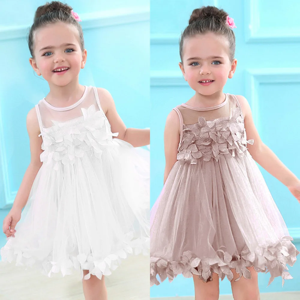 

Baby Summer Girls Clothes Applique Princess Dress Children Tutu Mesh Clothes