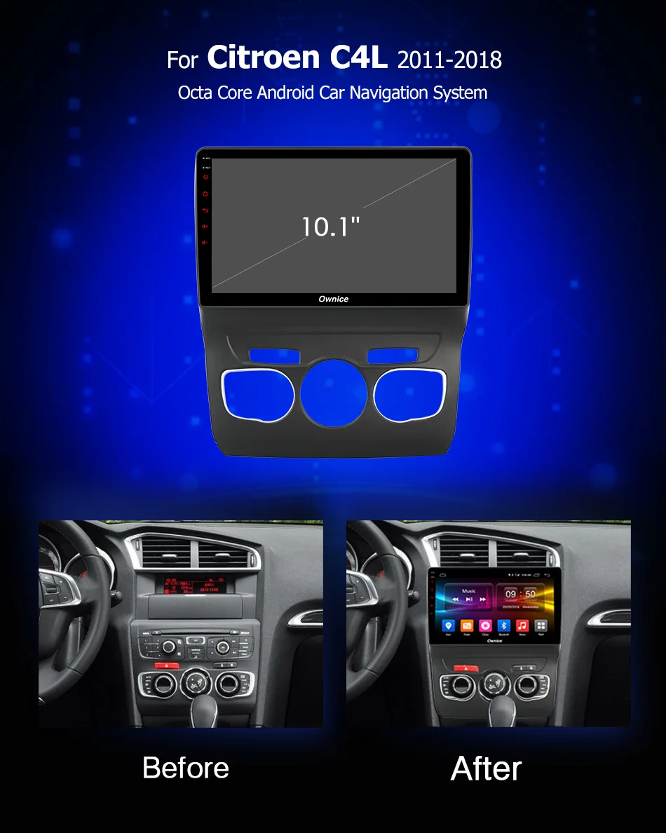 Ownice C500 + G10 Android 8 1 автомобиля gps навигации плеер стерео для Citroen C4 C4L 2011 2018 ядро радио
