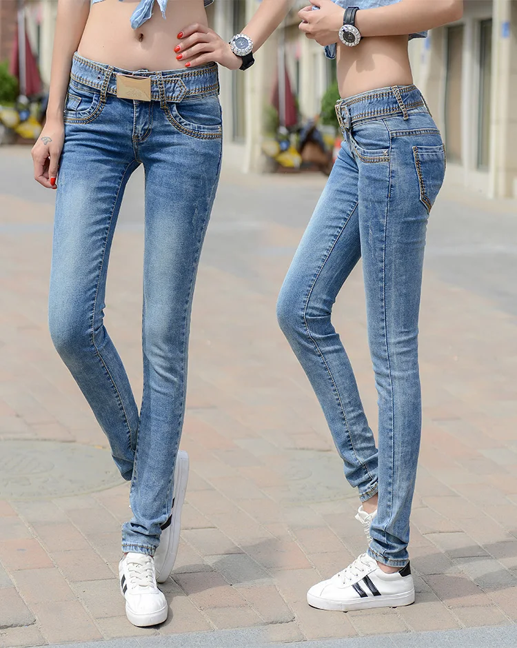 Весна и лето размера плюс хлопок для женщин девушек эластичный облегающий с заниженной талией брюки карандаш джинсы одежда
