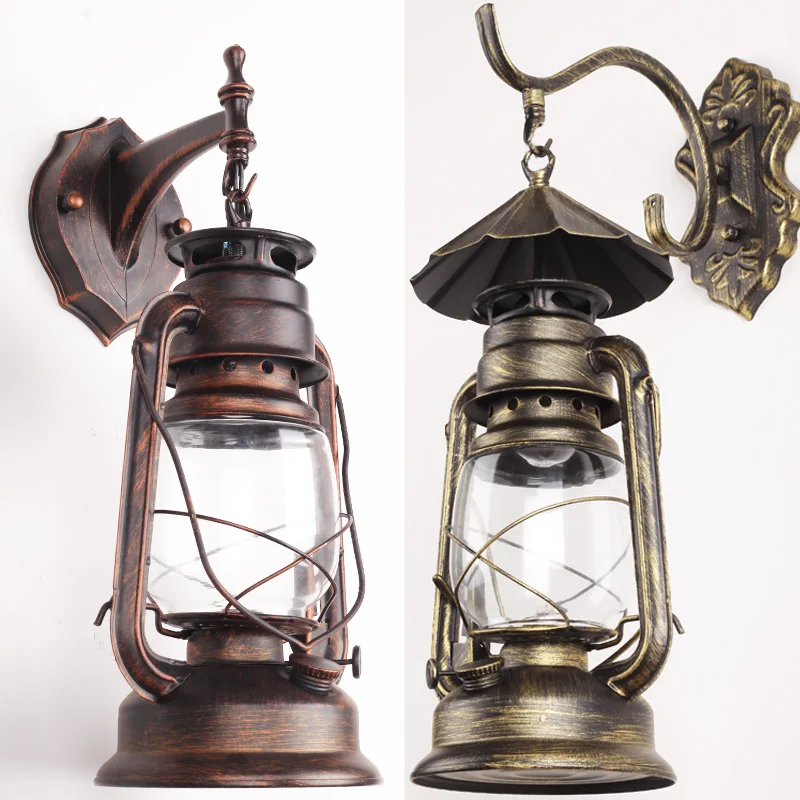Balcony Indoor outdoor waterproof wall lamp stair outdoor led antique lantern vintage kerosene ...