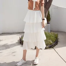 Для женщин с воланами, плиссированное для девочек многослойная юбка-пачка, шикарная Новинка простое, маленькое, новое в духе колледжа; длинные штаны с высокой талией и раздел Платье с принтом из слов