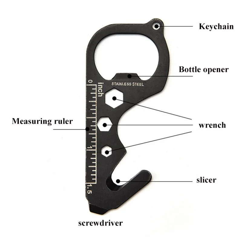Многофункциональный черный из нержавеющей стали EDC инструмент открытый бутылка выживания шестерни карты мульти гаджет лагерь открывалка кошелек комплект
