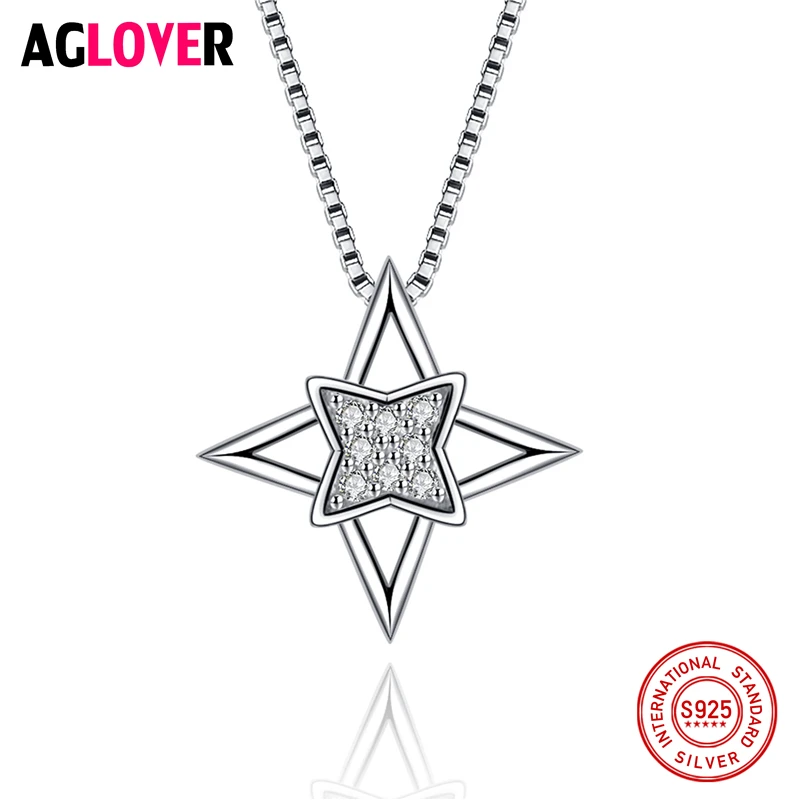 

925 Sterling Silver Necklace Star Cubic Zircon Fashion Necklaces Pendants For Women Best Friend Gift