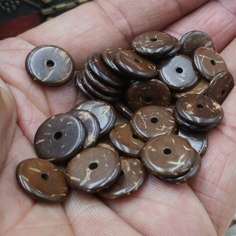 

JAVRICK 110PCS Natural Brown Coconut Shell Wood Buddhism Spacer Bead For Jewelry Making