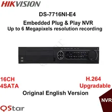 Hikvision Original English Version DS-7716NI-E4 Embedded Plug & Play NVR with 16CH 4SATA 6MP H.264 Upgradable DHL Free Shipping