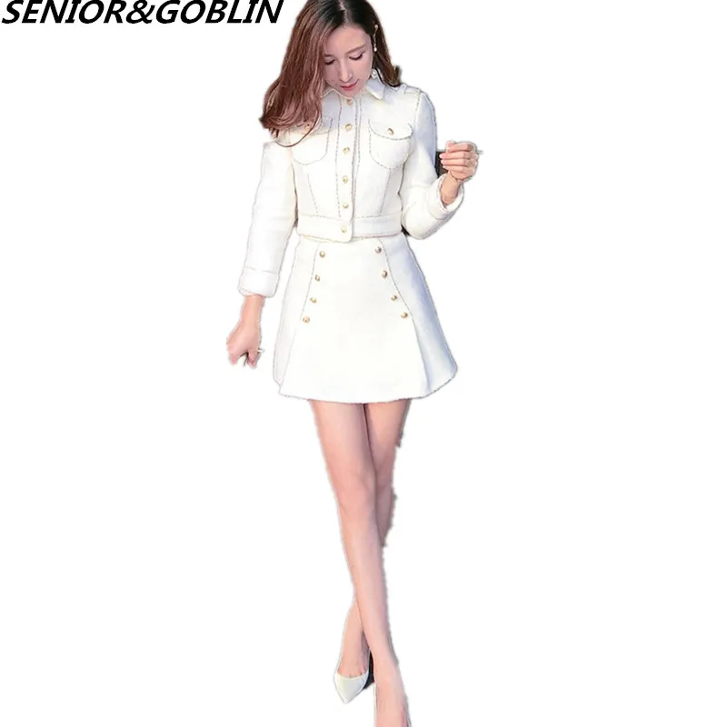 2017 Runway Designer Spring Winter White Wool Single Breasted Short