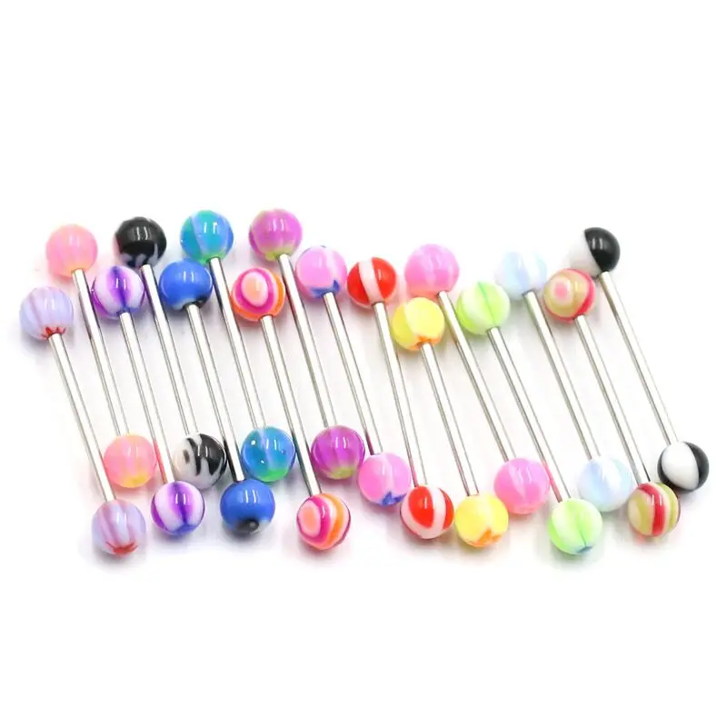 

10Pcs/lot Flexible UV Silicone Colorful Tongue Lip Nipple Bar Ring Barbell Piercing Body Jewelry Random Color