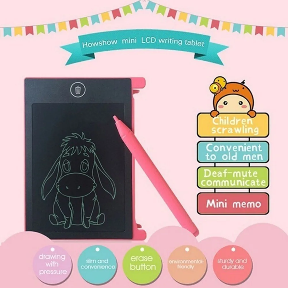 

Board 4.4 Inch Blackboard Drawing Graphics Tablet LCD Ultra-Thin Pink Drawing Children Writing Tablet Pen Drawing Children Toy