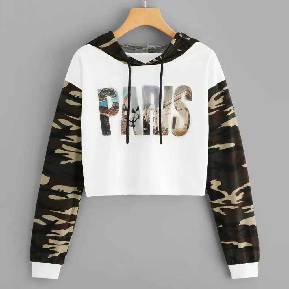 camouflage crop top hoodie