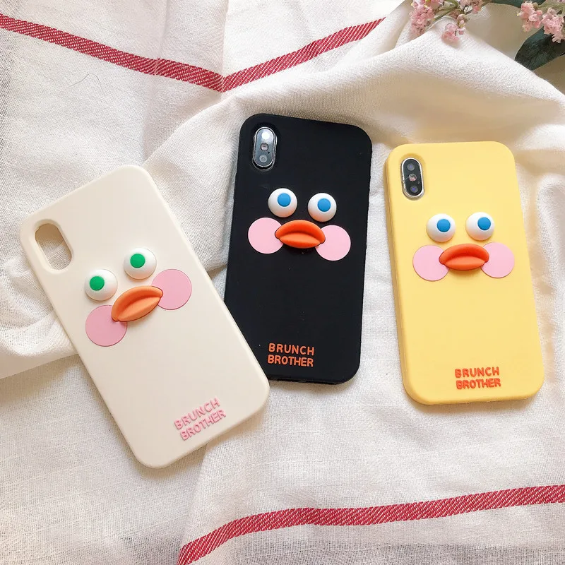 

3D Cute Cartoon Duck Silicon Case for iPhone 7 8 Plus X XS Max Xr 6 6s Plus Case Lovely Hyaluronic acid Phone Back Cover