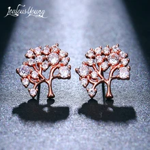 Маленькое дерево циркония серьги гвоздики для женщин с белым серебром простой пирсинг для губ Девушка Вечерние ювелирные изделия аксессуары Подарки