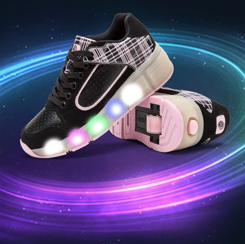 Populaire Led verlichting Heelys Kinderen Schoenen met Led Light UP wielen  Kids Rolschaatsen Schoenen Sneakers voor Jongens Meisjes Roze  zwart|Sportschoenen| - AliExpress
