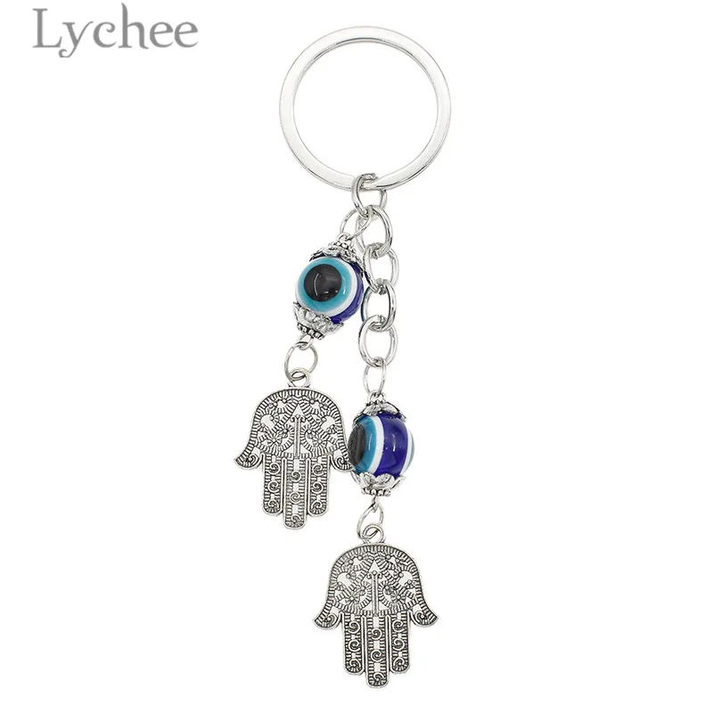 

Lychee Trendy Alloy Evil Eyes Keychains Creative Exquisite Fatima Hand Keyrings Fashion Unisex Backpack Pendants Accessories