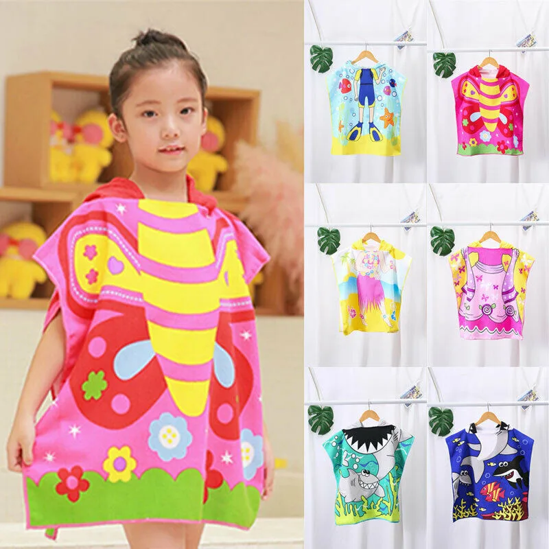 PUDCOCO NEW Kids Children Bath Soft Warm Wrap Hooded Robe Cloak Cute Cartoon Pattern Infant Blanket Kids Bath Towel