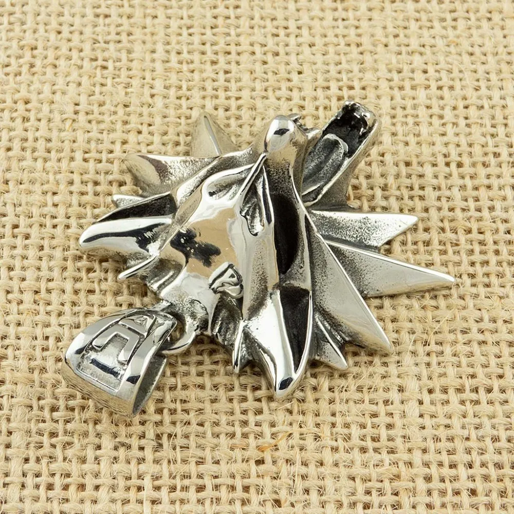 53*43mm Stainless Steel the Wizard wolf head pendant necklace for the Witcher 3 Geralt with a The Wild Hunt 3 Figure Game
