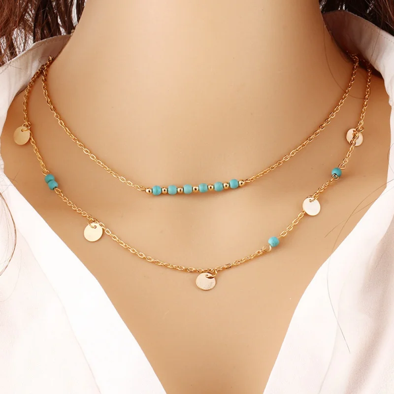 

New Cute/Romantic Pendant Necklaces Lady Link Chain Double Sequined Necklace