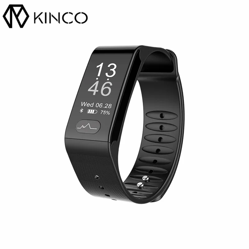 

KINCO Bluetooth Heart Rate Blood Pressure Sleep Monitor Bracelet ECG Exercise Plan Pedometer Smart Wristband for IOS/Android