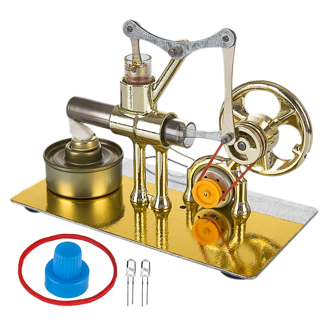 Excellent Performance Single Cylinder Balance Stirling Engine Model Science Experiment Kit With All-metal Base Long Time Running
