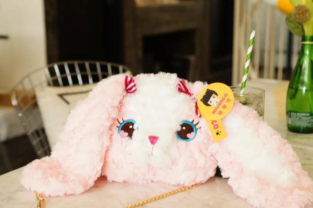 Плюшевый Кошелек розовый клубничный кролик коричневый торт плюшевый медведь через плечо на одно плечо для покупок монет телефон плюшевые животные Детская сумка