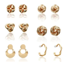 Винтажные серьги-гвоздики золотого цвета для женщин, новые модные серьги, Необычные массивные круглые металлические геометрические ювелирные изделия с подвеской