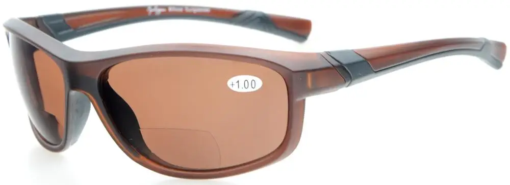 TH6170 бифокальный окуляр TR90 небьющиеся спортивные бифокальные Солнцезащитные очки+ 1,0/+ 1,5/+ 2,0/+ 2,5/+ 3,0/ - Цвет оправы: Brown Frame
