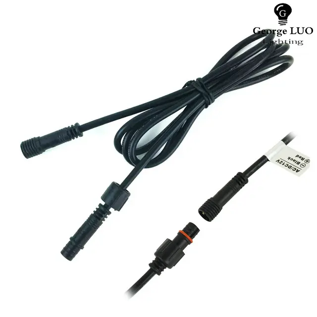 Black 2pin 1meter Ip67 Waterproof Extension Cable Connect Wire Black 2pin 1meter Ip67 Waterproof Extension Cable Connect Wire Cord For Single Color