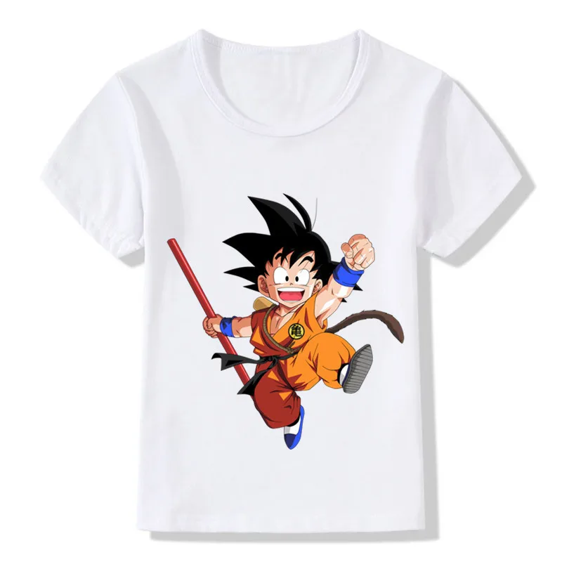 Детская забавная футболка с рисунком из мультфильма «Гоку» Для малышей детская одежда с аниме «Жемчуг дракона» летняя футболка для мальчиков и девочек ooo5072 - Цвет: whiteJ