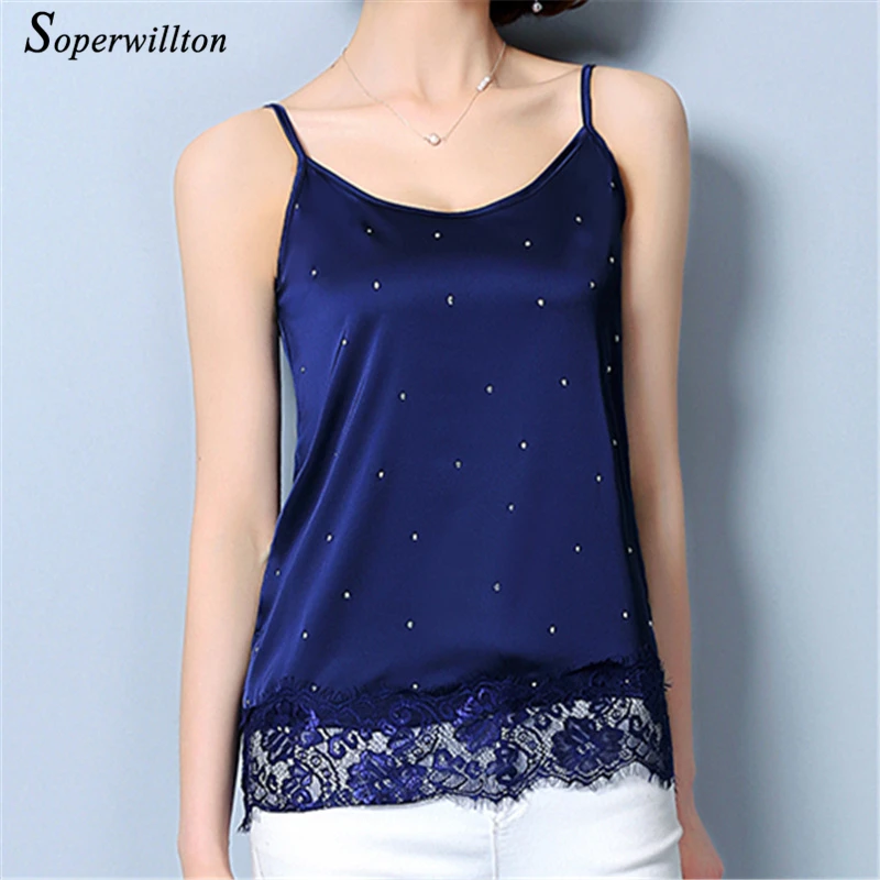 

2018 Summer Lace Tank Top Women Blouses Sleeveless Shirts Casual Cool Sexy Lady velvet camis Halter Tops Black Blue #C13