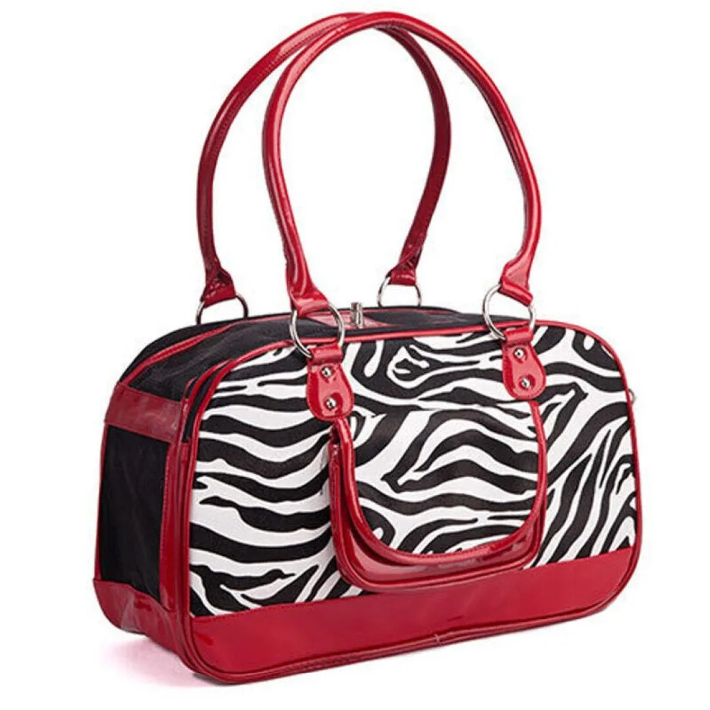 Zebra Luxury Pet Carrier Bag Dog Travel Bag For Small Puppy Breeds Animal Casual PU Designer ...