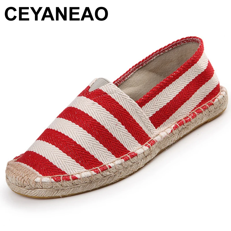 

CEYANEAOWomen Casual Shoes 2018 Spring Women Loafers Cane Hemp Straw Fisherman Flat Heel Shoes Women's Slip On Female Shoes