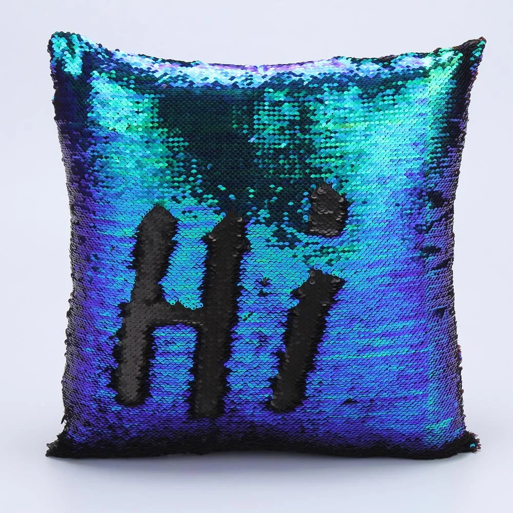 Fashion DIY Two Tone Glitter Sequins Hi Throw Pillow Decorative Cushion Covers Case Car Coussin ...