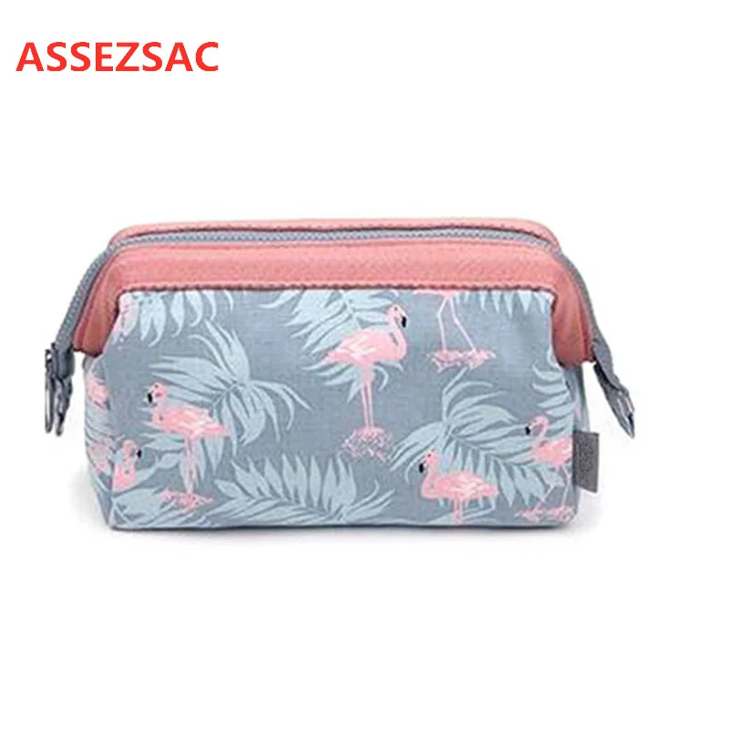 Новое поступление женская косметичка ASSEZSAC с фламинго несессер дорожная