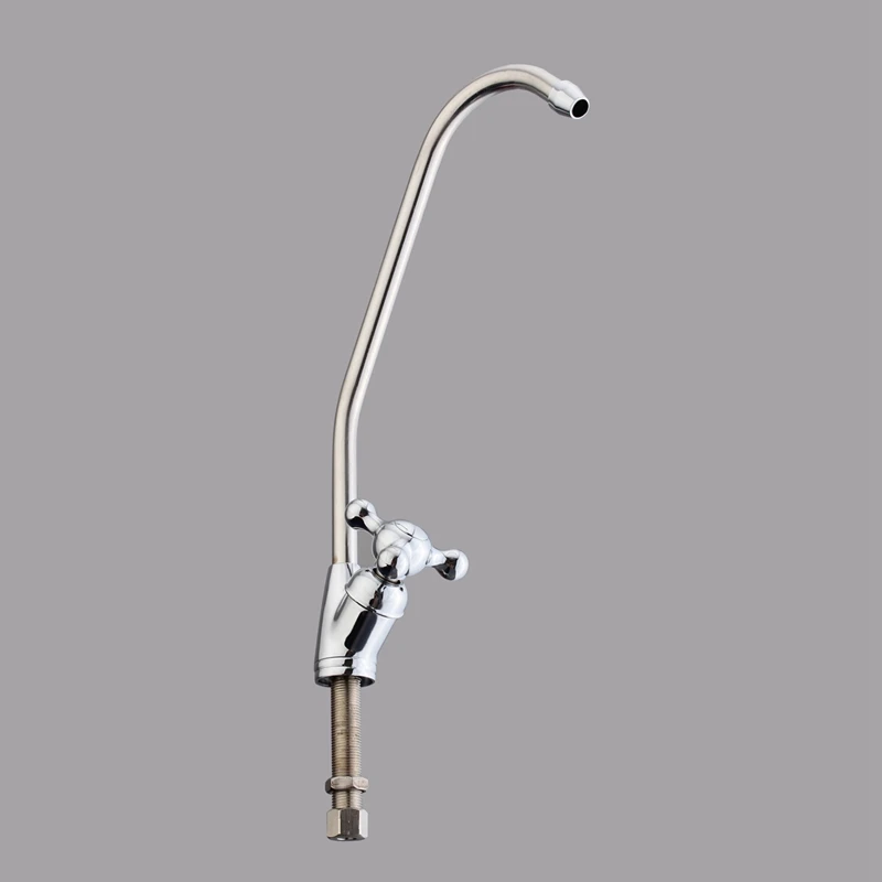 

1/4" Ceramic Core Gooseneck Water Purifier Faucet Reverse Osmosis RO Drinking Water Filter Faucet Parts External Chrome Plating
