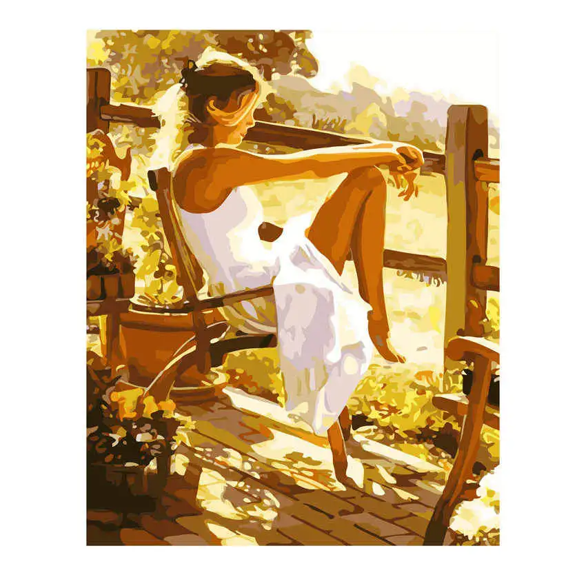 

Canvas Painting By Number 40x50cm,Hobby DIY,Sunbathing Woman Paint By Numbers