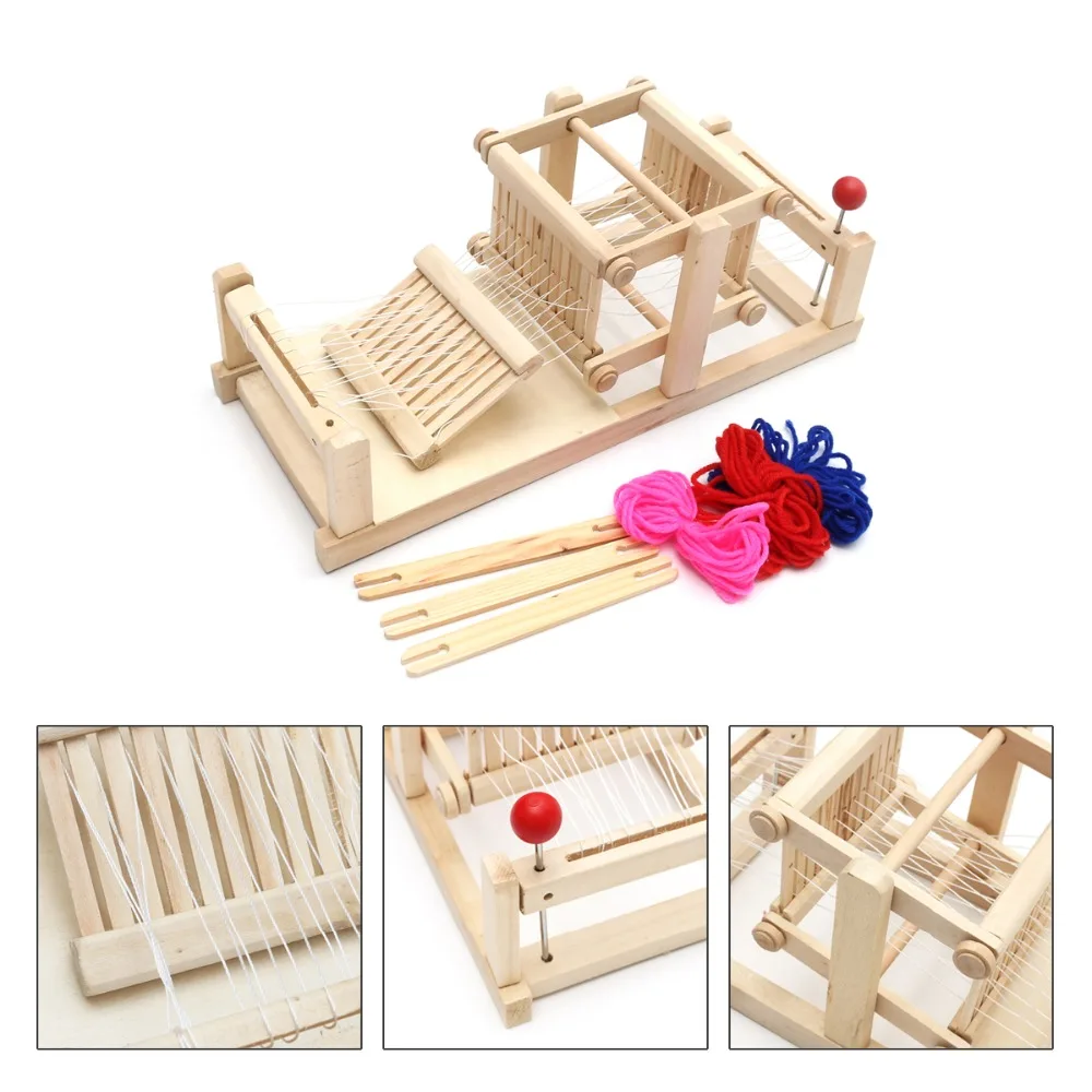 

Pretend Play Toys Wooden Chinese Traditional Wooden Table Weaving Loom Machine Model diy Hand Craft Toy Gift For Children Adult