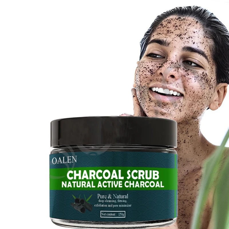 

Bamboo Charcoal Scrub Exfoliating Moisturizing Bright Skin Activated Carbon Bath Salt 150g Exfoliating Cleansing Face Skin
