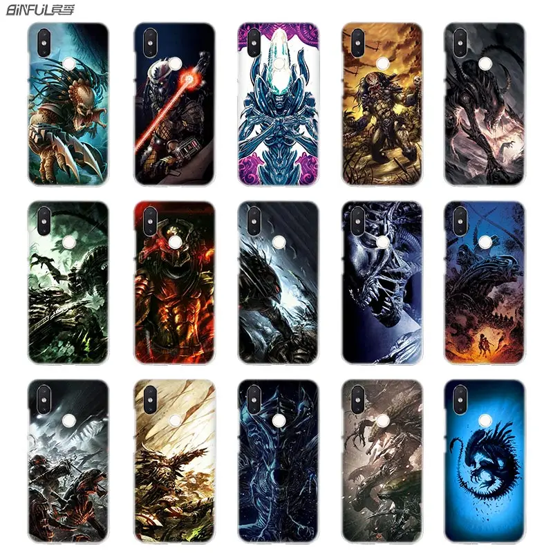 

BinFul phone case Transparent Hard cover for Xiaomi mi Redmi Note 7 5 4 3 4X 5A 6 Pro 64g S2 Plus Xenomorph Aliens predator