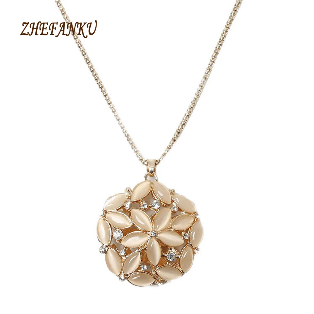 Exquisite 3D Camellia Flower Shaped Pendant Necklace With Chain 