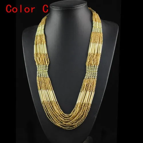 

Fashion Bohemian Style Multi-layers Beaded Chains Necklace Seed Beads Necklace Strands Handmade Long Chains Necklace Nl-655