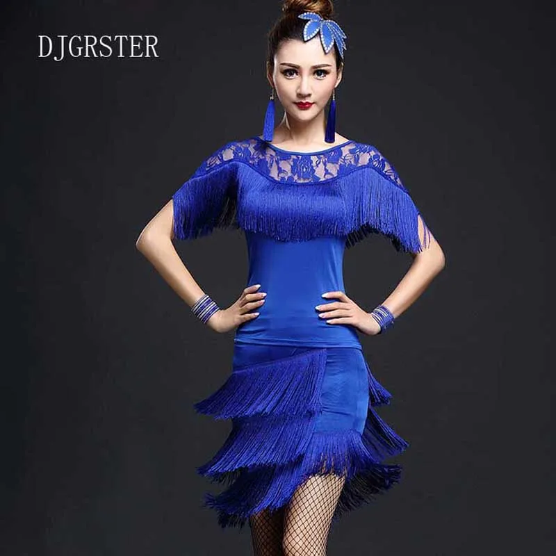 Платье с кисточками для латинских танцев коротким рукавом 2 шт./компл.|dress