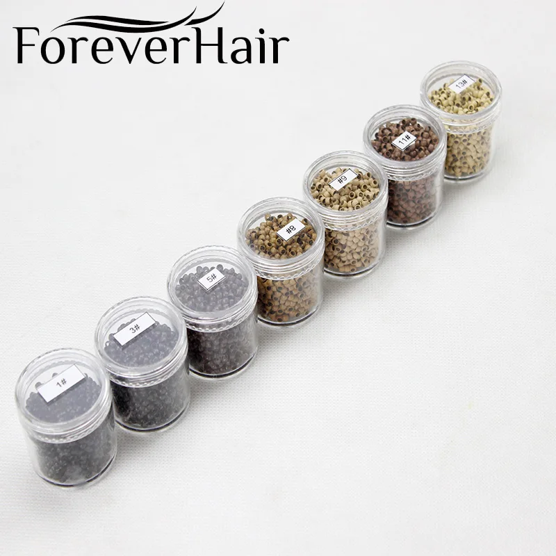 Forever 헤어 익스텐션 링 구리 헤어 비즈, 나노 링 헤어 익스텐션 도구, 마이크로 비즈, 3mm x 2mm x 2mm, 병 당 1000 개