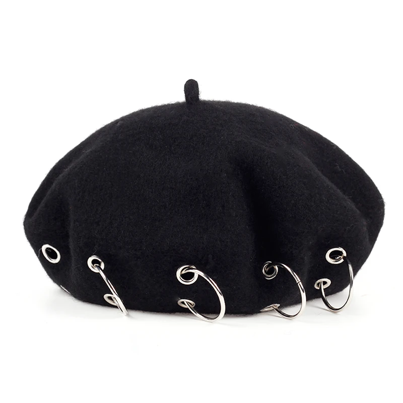 

VORON 2017 New ladies cashmere personalized buckle hat cap berets fashion stitching female wool fixed winter warm hat cotton