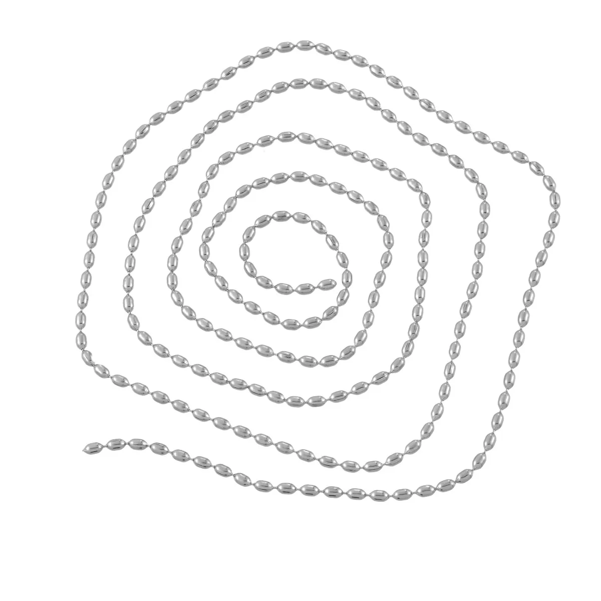 8SEASONS Stainless Steel Seed Ball Chains Findings Silver Tone Color