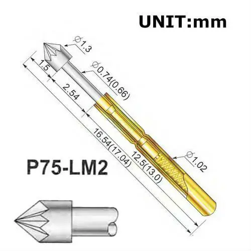 200 шт. P75-LM2 диаметр 1,02 мм 100 г пружинный Пробник Pogo Pin