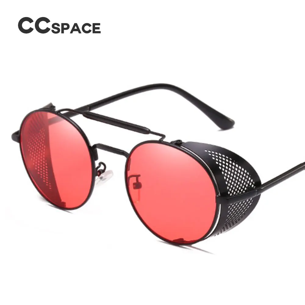 UnermüDlich Ccspace Steampunk Retro Runde Sonnenbrille Metallrahmen Männer Frauen Schwarz Rot Marke Brille Designer Mode Männlichen Weibliche Shades 45472 Stabile Konstruktion Herren-brillen Sonnenbrillen